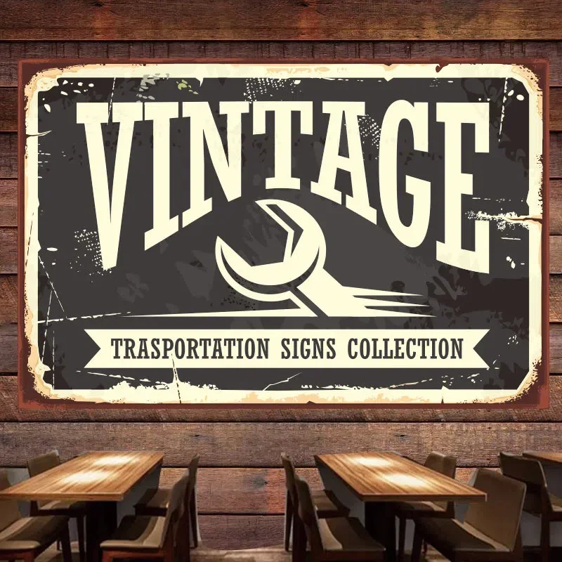 Auto Repair Shop Banners - VINTAGE TRASPORTATION SINGS Collection سيارات ملصق